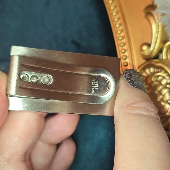 Silver and Black Checkered Stainless Steel Money Clip Brand New - Picture 3 of 6